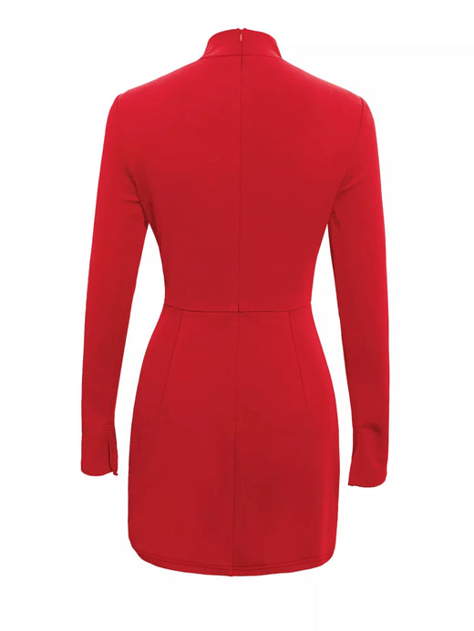 Mock Neck Long Sleeve Bodycon Dress - alternate view 4