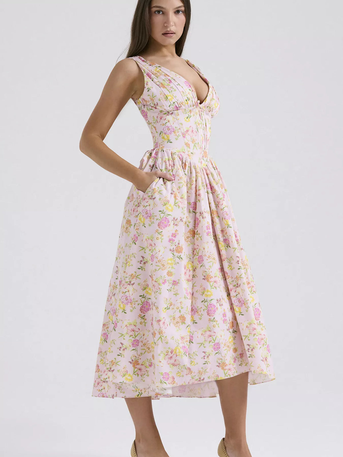 V-Neck Sleeveless Midi Dress - alternate view 7
