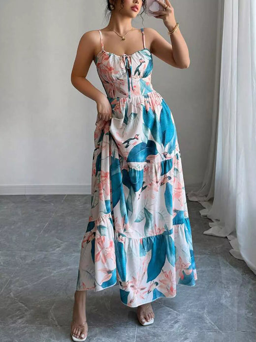 Floral Print Tiered Maxi Cami Dress - alternate view 3