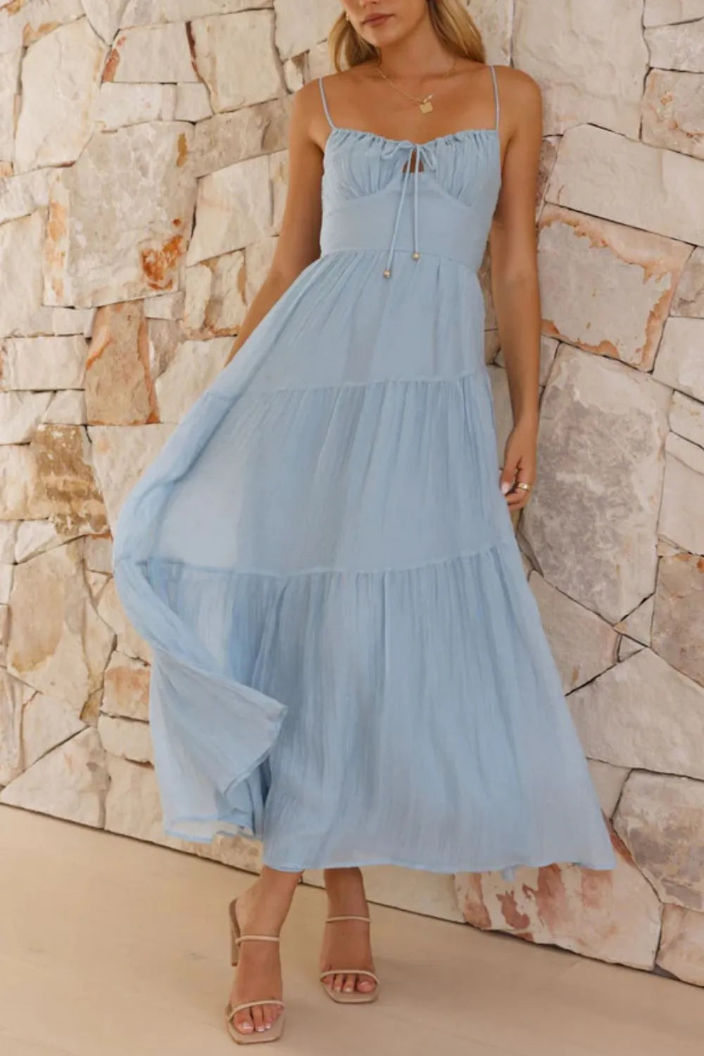 Smocked Back Midi Cami Dress - alternate view 3