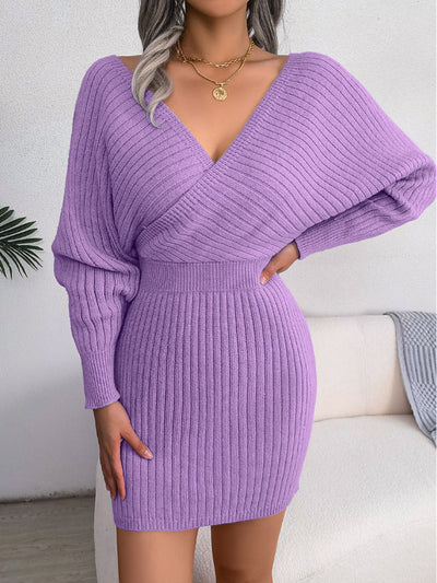 Rib-Knit Dolman Sleeve Sweater Dress - alternate view 5