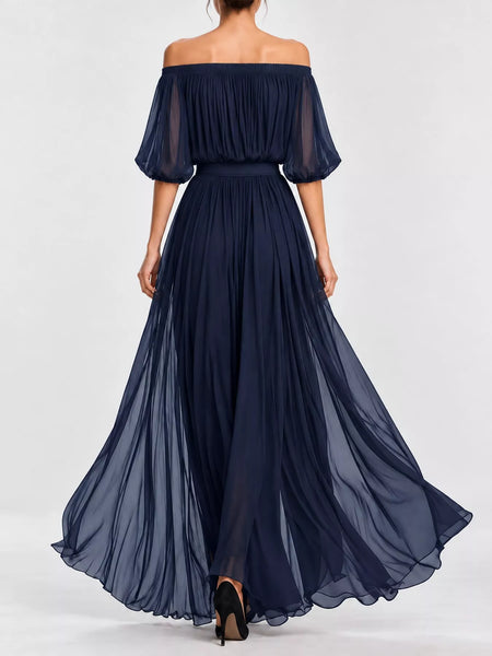 Full Size Off-Shoulder Ruched Chiffon Maxi Dress Plus Size - alternate view 8