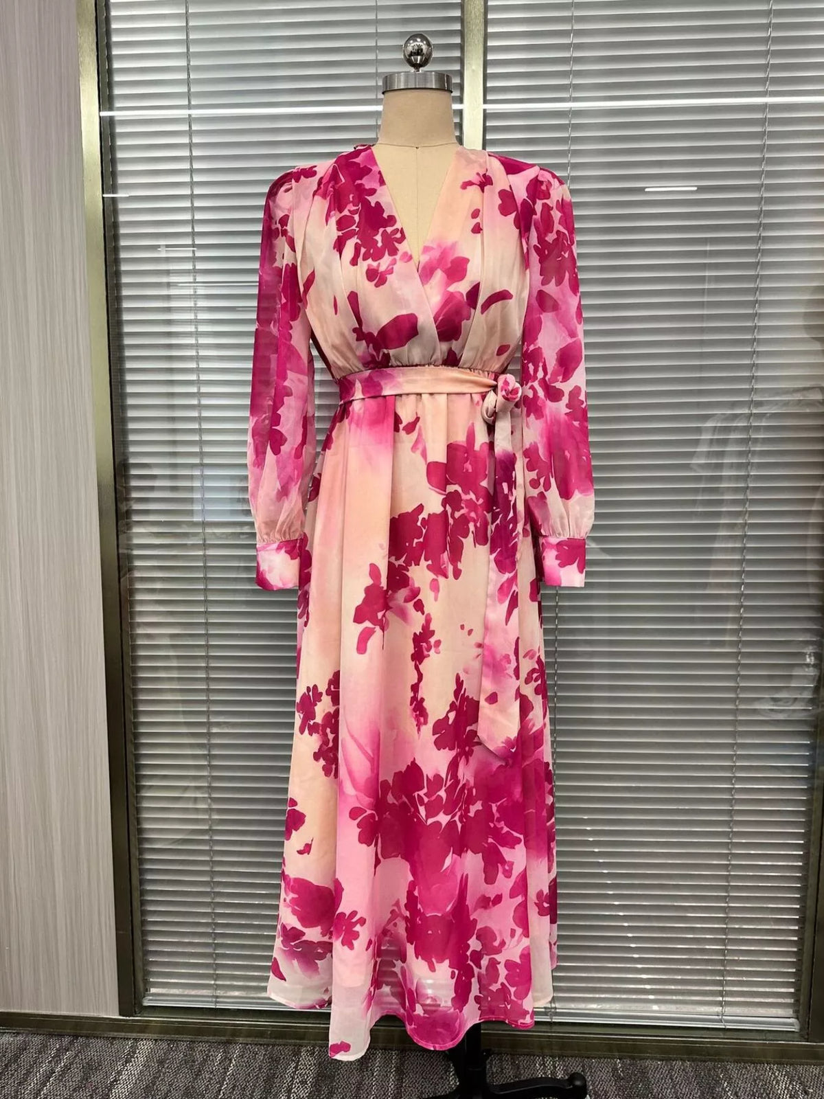 Floral Print Maxi Dress with Waist-Tie Detail - alternate view 5