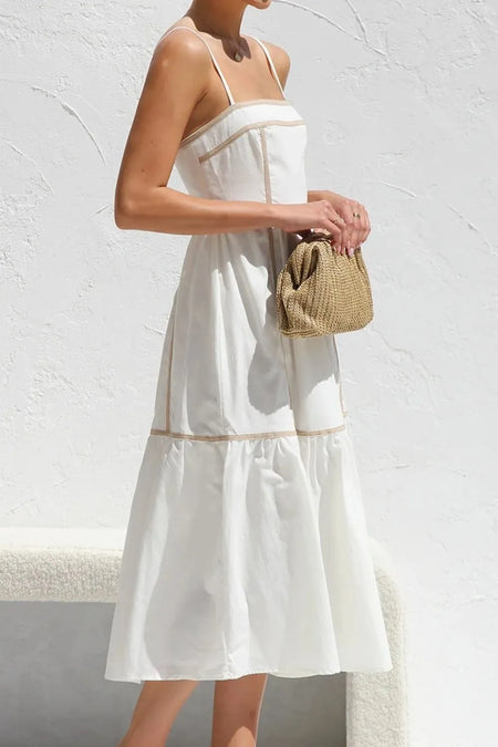 Contrast Trim Square Neck Midi Cami Dress - alternate view 4