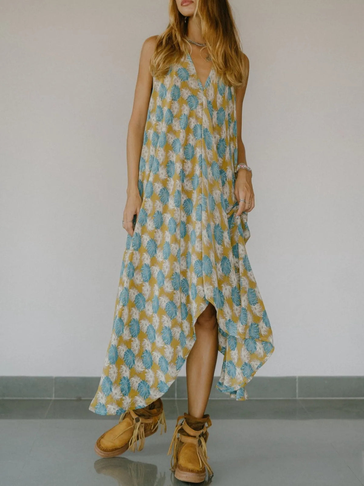 Asymmetrical Hem Printed Halter Neck Dress - alternate view 23