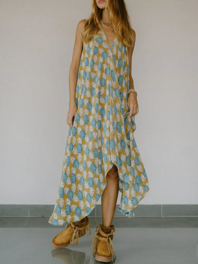 Asymmetrical Hem Printed Halter Neck Dress - alternate view 23
