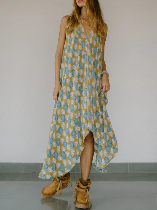Asymmetrical Hem Printed Halter Neck Dress - alternate view 23