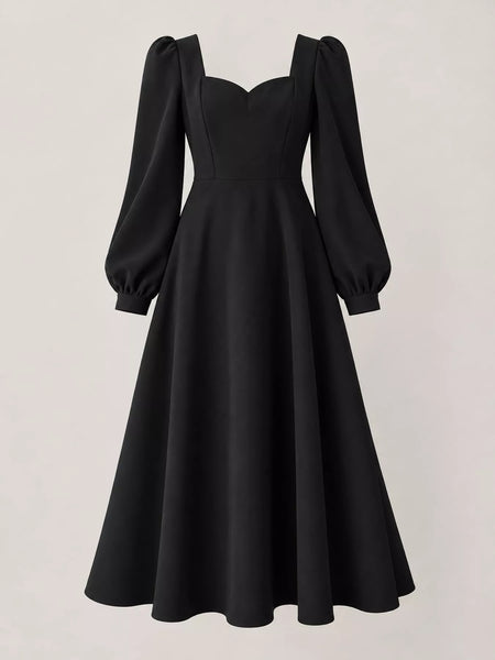Full Size Long Sleeve A-Line Midi Dress Plus Size - alternate view 9