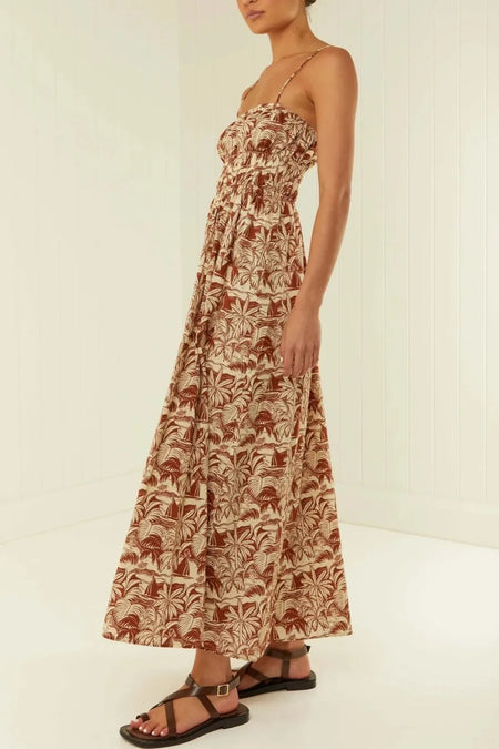 Printed Square Neck Cami Sleeveless Dress - alternate view 3
