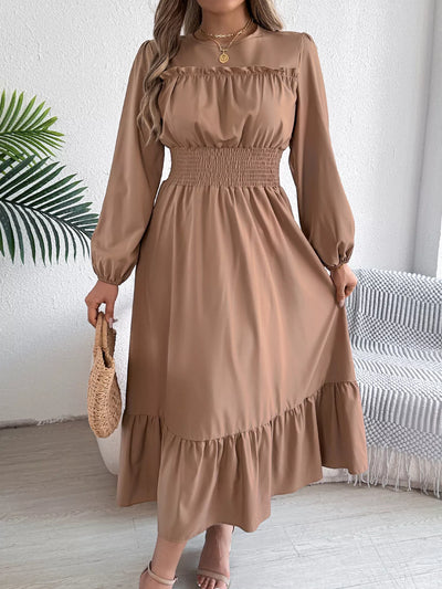 Round Neck Balloon Sleeve Tiered Dress - alternate view 11