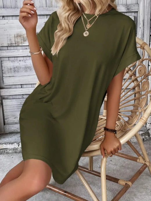 Short Sleeve Mini Tee Dress with Pockets - alternate view 6
