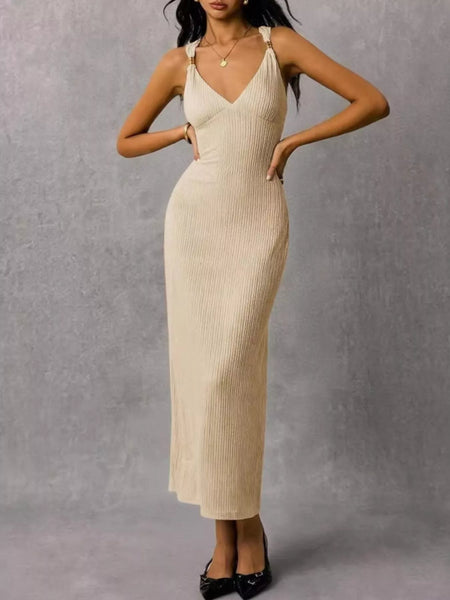 Sleeveless Ribbed Knit Midi Dress - alternate view 20