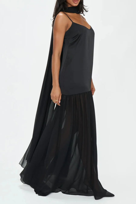 Adjustable Strap Maxi Cami Dress with Scarf - alternate view 11