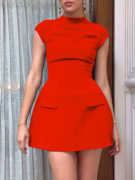 Mock Neck A-Line Mini Dress - alternate view 10