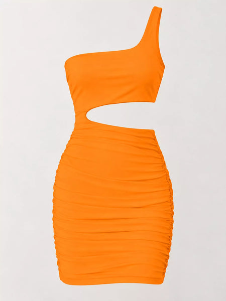 One-Shoulder Cutout Ruched Bodycon Mini Dress - alternate view 93