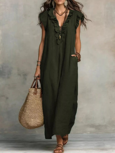 Ruffled V-Neck Maxi Dress - alternate view 14