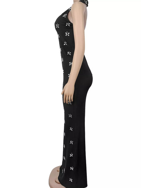 Floral Halter Neck Sleeveless Maxi Dress - alternate view 9