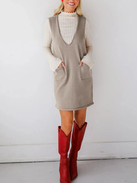 Sleeveless Knit Dress with Pockets - alternate view 21