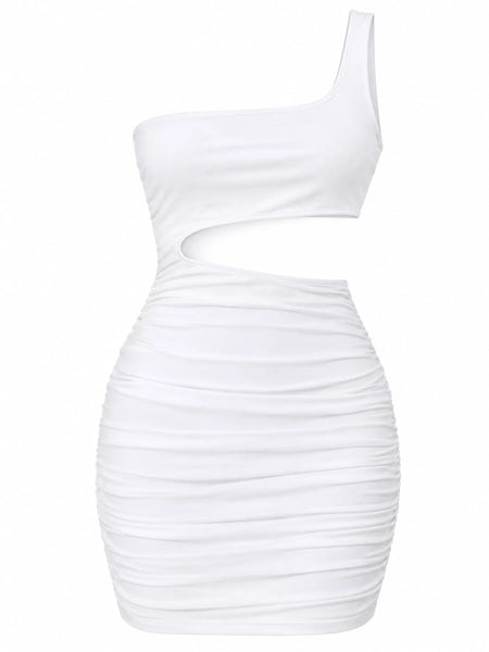 One-Shoulder Cutout Ruched Bodycon Mini Dress - alternate view 10