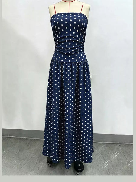 Strapless Polka Dot Ruched Maxi Dress - alternate view 33
