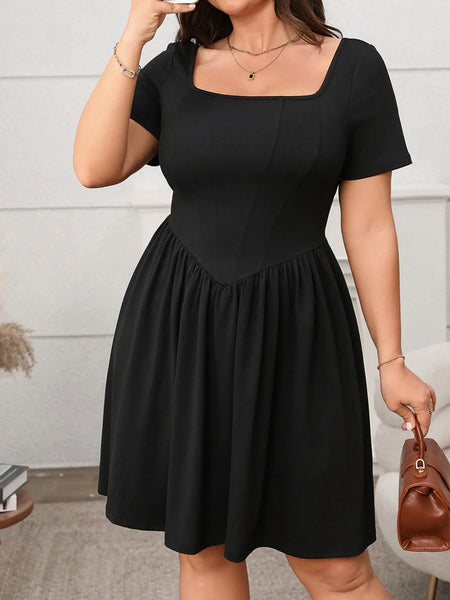 Square Neck Short Sleeve Mini Dress - alternate view 9