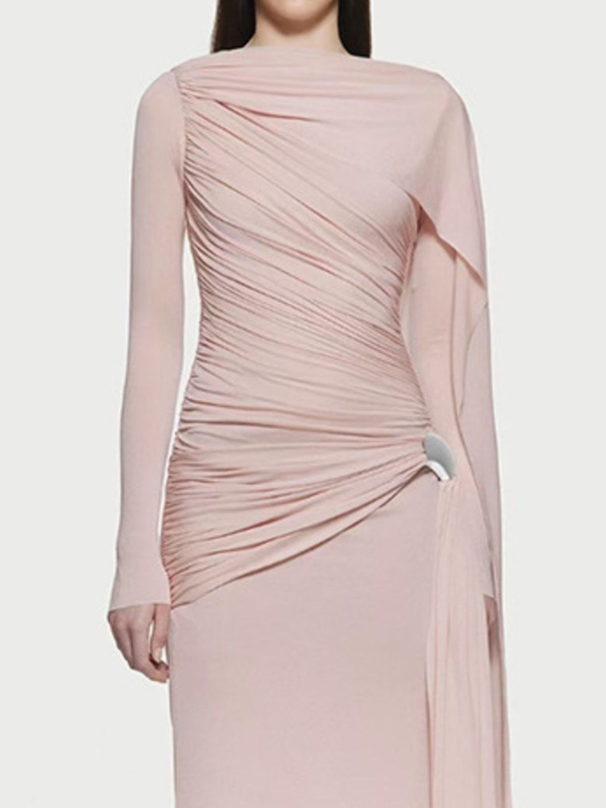 Ruched Draped Long Sleeve Maxi Dress - alternate view 5