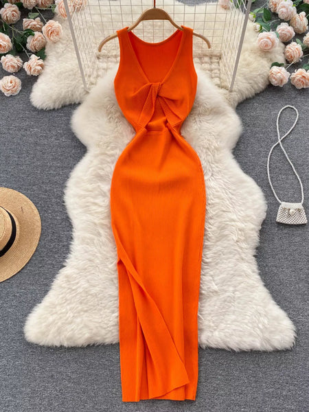 Knot Back Sleeveless Knit Bodycon Midi Dres - alternate view 10