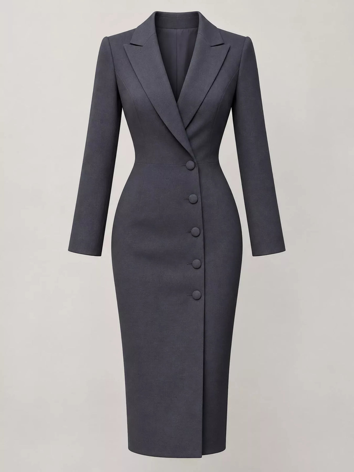 Full Size Elegant Single-Breasted Blazer Midi Dress Plus Size - alternate view 16
