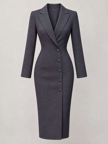 Full Size Elegant Single-Breasted Blazer Midi Dress Plus Size - alternate view 16
