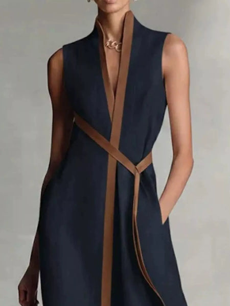 Full Size Sleeveless Wrap Maxi Dress with Contrast Trim Plus Size - alternate view 5
