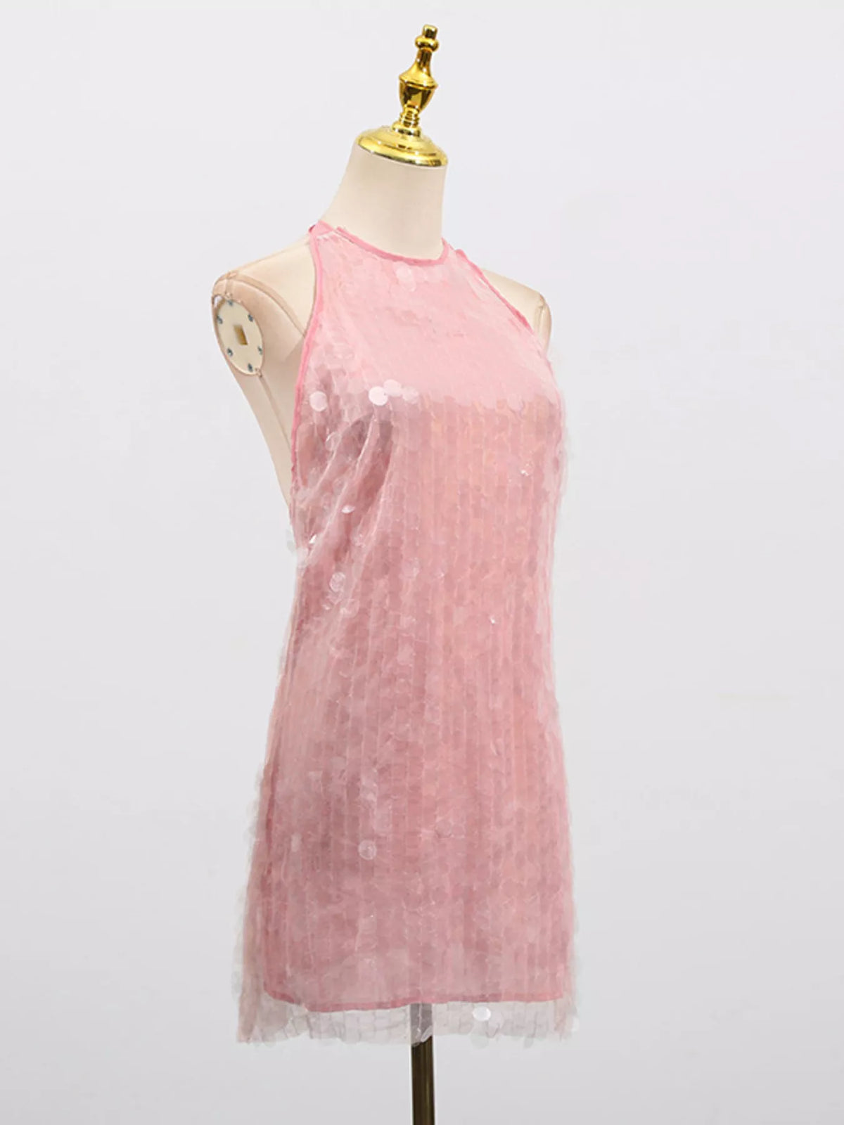 Sequin Halter Neck Sleeveless Mini Dress - alternate view 4